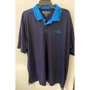 Pebble Beach Short Sleeve Performance Polo Navy w/ Bright Blue Accents Men’s XXL